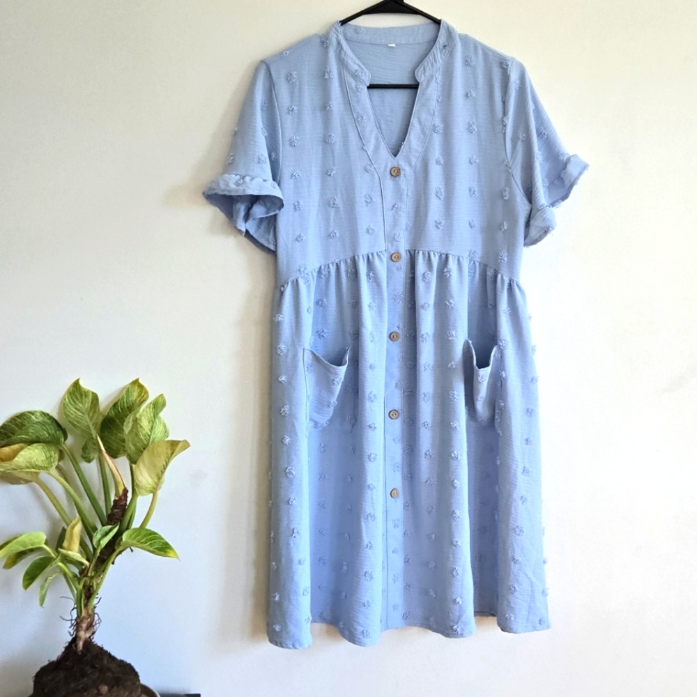 Robins Egg Blue Midi Cottagecore Dress Sz Medium